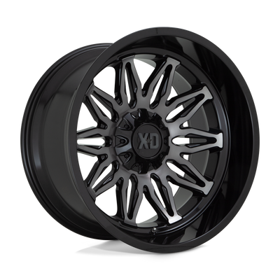 XD Series - XD859 GUNNER - Black - GLOSS BLACK MACHINED WITH GRAY TINT - 22" x 12", -44 Offset, 6x135/139.7 (Bolt Pattern), 106.1mm HUB