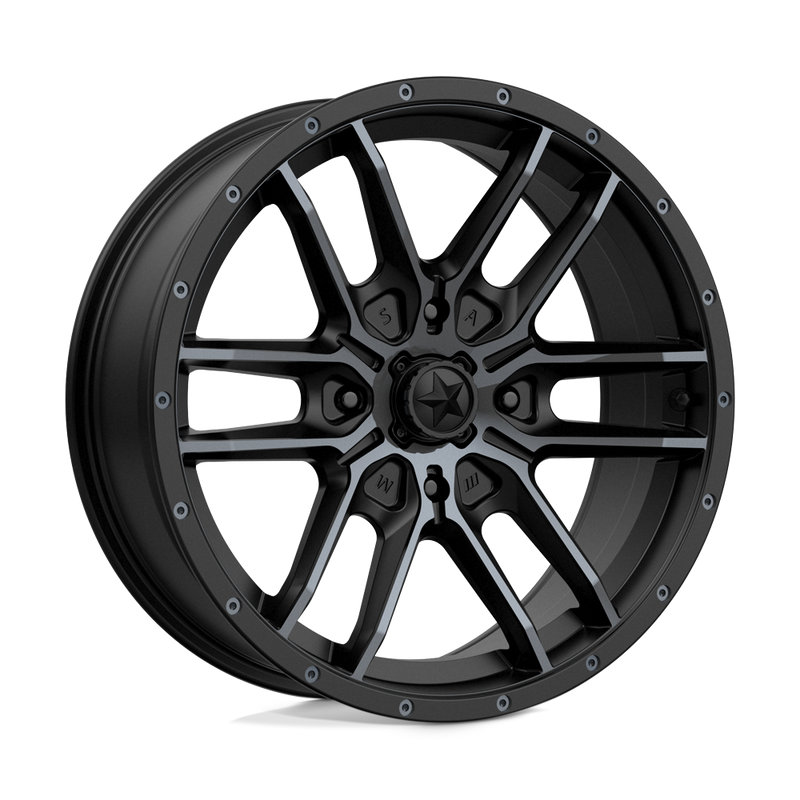 MSA Offroad Wheels - M43 FANG - Black - SATIN BLACK WITH TITANIUM TINT - 18" x 7", 10 Offset, 4x137 (Bolt Pattern), 112.1mm HUB