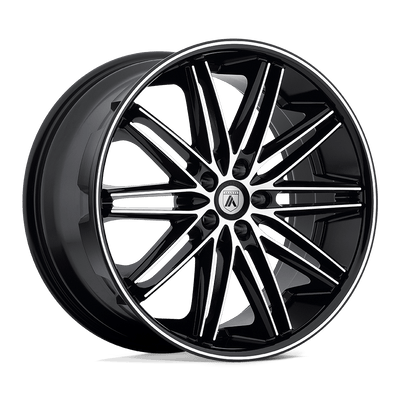 Asanti Black - ABL-10 POLLUX - Black - MACHINED FACE BLACK LIP - 20" x 8.5", 38 Offset, 5x114.3 (Bolt Pattern), 74.1mm HUB