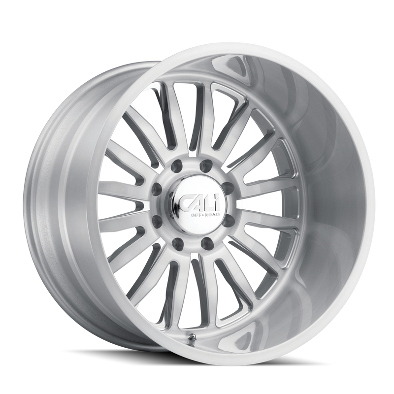 Cali Off-Road - SUMMIT - Silver - BRUSHED CLEAR GLOSS - 24" x 14", -76 Offset, 5x127 (Bolt Pattern), 71.5mm HUB