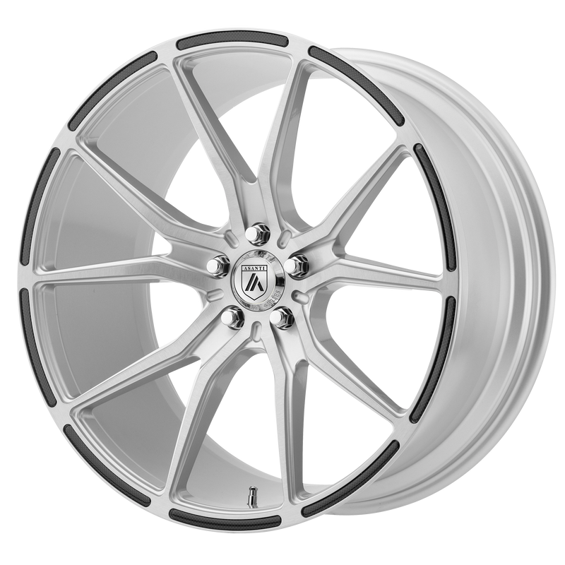Asanti Black - ABL-13 VEGA - Silver - BRUSHED SILVER CARBON FIBER INSERT - 22" x 9", 32 Offset, 5x114.3 (Bolt Pattern), 72.56mm HUB
