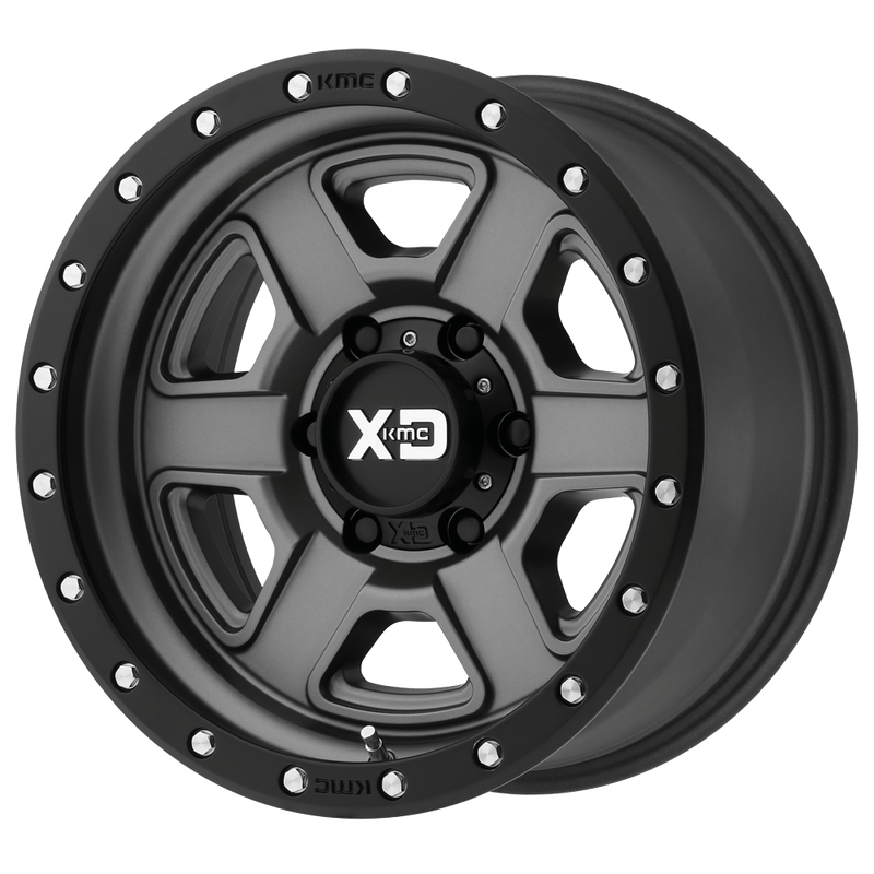 XD Series - XD133 FUSION OFF-ROAD - Black - Satin Gray With Satin Black Lip - 18" x 9", 0 Offset, 6x135 (Bolt Pattern), 87.1mm HUB