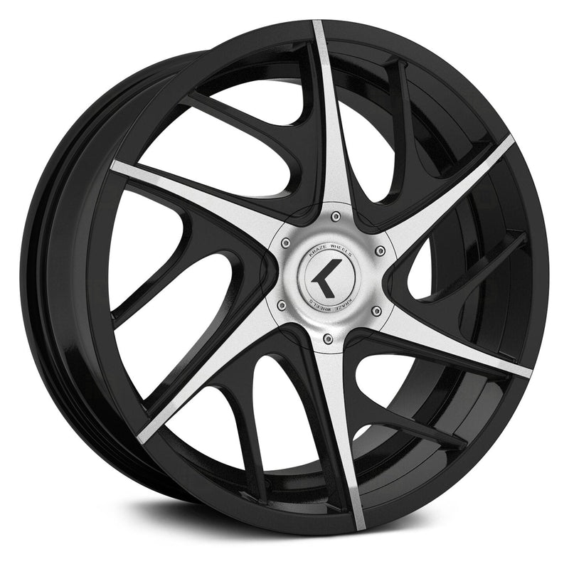 Kraze Wheels - ROGUE - Black - BLACK/MACHINED - 22" x 8.5", 15 Offset, 5x115/120 (Bolt Pattern), 74.1mm HUB