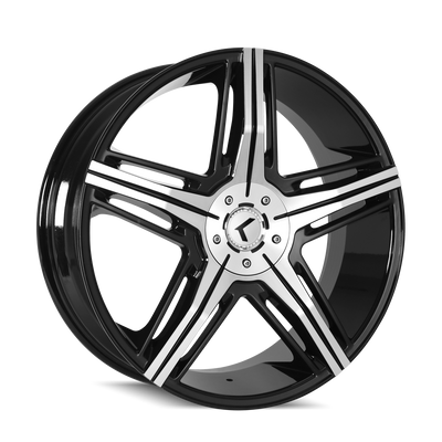 Kraze Wheels - HYPE - Black - BLACK/MACHINED - 20" x 8.5", 40 Offset, 5x112/114.3 (Bolt Pattern), 73mm HUB
