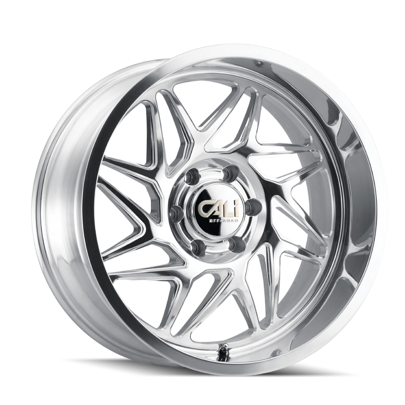 Cali Off-Road - GEMINI - Chrome - POLISHED/MILLED SPOKES - 22" x 12", -51 Offset, 8x165.1 (Bolt Pattern), 125.2mm HUB