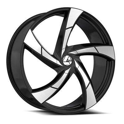 Azara - AZA-524 - Black - Gloss Black Machined - 20" x 8.5", 35 Offset, 5x112/114.3 (Bolt pattern), 74.10mm HUB