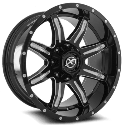 XF Off-Road - XF-215 - Black - Gloss Black Milled - 20" x 9", 0 Offset, 8x165.1/170 (Bolt pattern), 125.2mm HUB