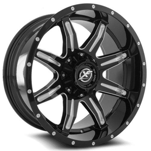 XF Off-Road - XF-215 - Black - Gloss Black Milled - 20" x 9", 0 Offset, 5x127/139.7 (Bolt pattern), 78.1mm HUB