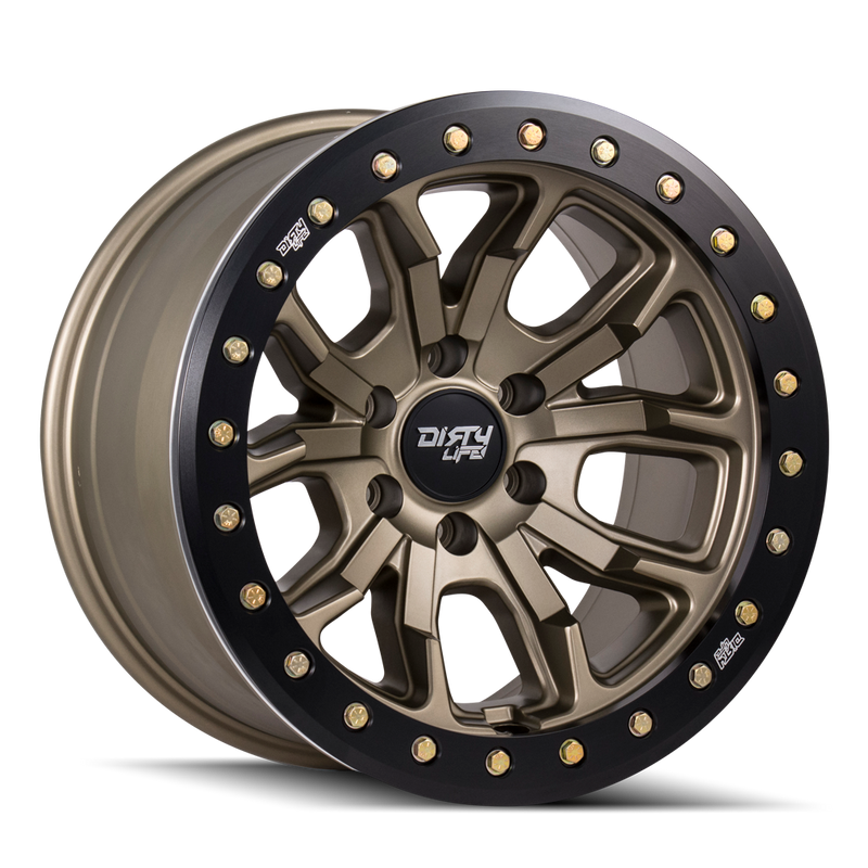 Dirty Life - DT-1 - Gold - SATIN GOLD WITH SIMULATED RING - 20" x 9", 0 Offset, 8x170 (Bolt Pattern), 130.8mm HUB