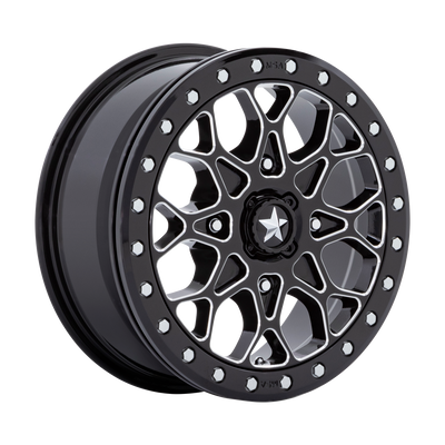 MSA Offroad Wheels - M48 PORTAL BEADLOCK - Black - GLOSS BLACK MILLED WITH GLOSS BLACK RING - 15" x 6", 38 Offset, 4x137 (Bolt Pattern), 96mm HUB