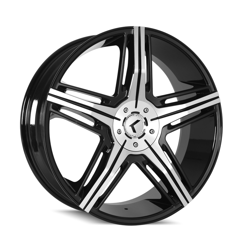 Kraze Wheels - HYPE - Black - BLACK/MACHINED - 22" x 8.5", 40 Offset, 5x108/114.3 (Bolt Pattern), 73mm HUB
