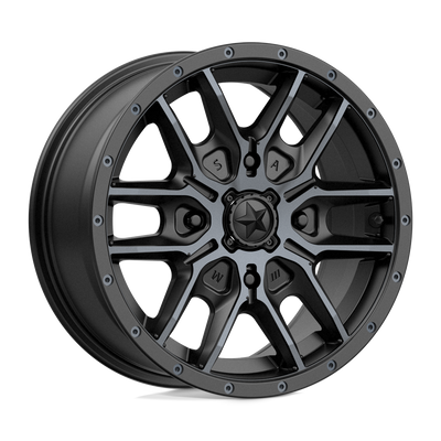 MSA Offroad Wheels - M43 FANG - Black - SATIN BLACK WITH TITANIUM TINT - 15" x 7", 38 Offset, 4x137 (Bolt Pattern), 112.1mm HUB