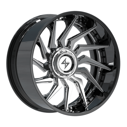 Sentali - BFX-4 - Black - Gloss Black Lip / Chrome Centre - 22" x 12", -44 Offset, 8x165.1/180 (Bolt pattern), 125.2mm HUB