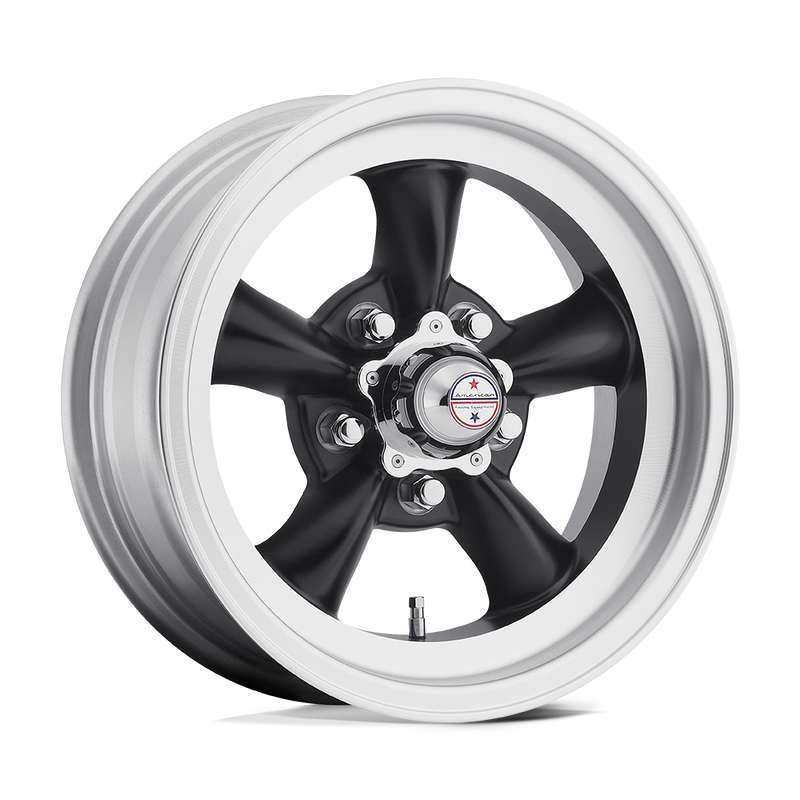 American Racing Vintage - VN105 TORQ THRUST D - Black - SATIN BLACK MACHINED LIP - 16" x 8", -12 Offset, 5x114.3 (Bolt Pattern), 83.1mm HUB