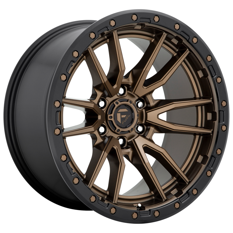 Fuel - D681 REBEL - Gunmetal - MATTE BRONZE BLACK BEAD RING - 22" x 12", -44 Offset, 8x180 (Bolt Pattern), 124.2mm HUB