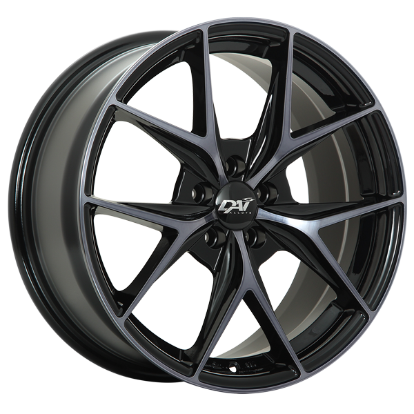 Dai Alloys - Elegante - Black - Gloss Black - Machined Face - Smoked Clear - 17" x 7.5", 40 Offset, 5x114.3 (Bolt Pattern), 73.1mm HUB