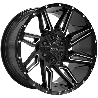 Ruffino HARD - Voodoo - Black - Gloss Black - Milled Edge - 20" x 10", -12 Offset, 6x135/139.7 (Bolt Pattern), 87.1mm HUB