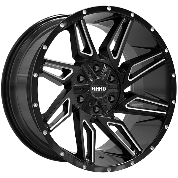 Ruffino HARD - Voodoo - Black - Gloss Black - Milled Edge - 20" x 10", -12 Offset, 6x135/139.7 (Bolt Pattern), 87.1mm HUB