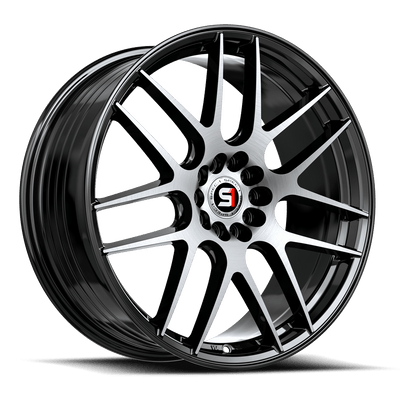 Spec-1 Racing - SP-65 - Black - Gloss Black Machined - 17" x 8", 42 Offset, 5x112/114.3 (Bolt pattern), 73.10mm HUB