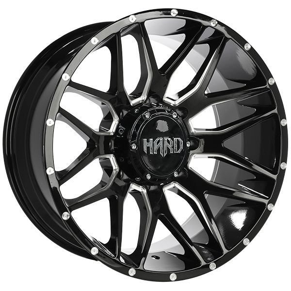 Ruffino HARD - Mudder - Black - Gloss Black - Milled Edge - 20" x 10", -19 Offset, 6x135/139.7 (Bolt Pattern), 87.1mm HUB