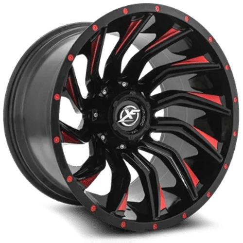 XF Off-Road - XF-224 - Black - Gloss Black Milled Red - 20" x 10", -24 Offset, 8x180/165.1 (Bolt pattern), 125.2mm HUB