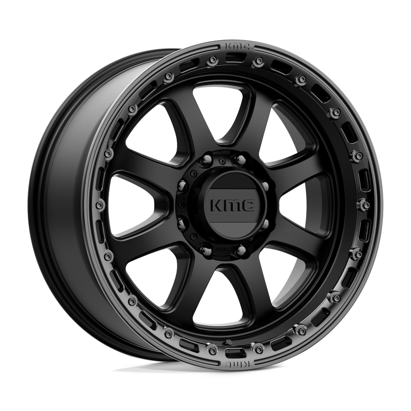 KMC Wheels - KM548 CHASE - Black - SATIN BLACK WITH GLOSS BLACK LIP - 20" x 9", 18 Offset, 8x180 (Bolt Pattern), 124.2mm HUB