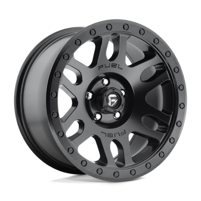 Fuel - D584 RECOIL - Black - MATTE BLACK - 17" x 8.5", -6 Offset, 6x139.7 (Bolt Pattern), 108mm HUB