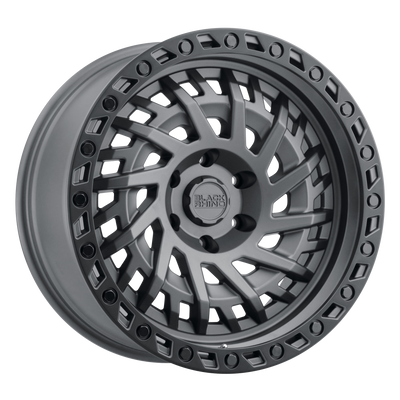 Black Rhino - SHREDDER - Gunmetal - MATTE GUNMETAL W/ BLACK RING - 20" x 9.5", -18 Offset, 5x127 (Bolt Pattern), 71.5mm HUB