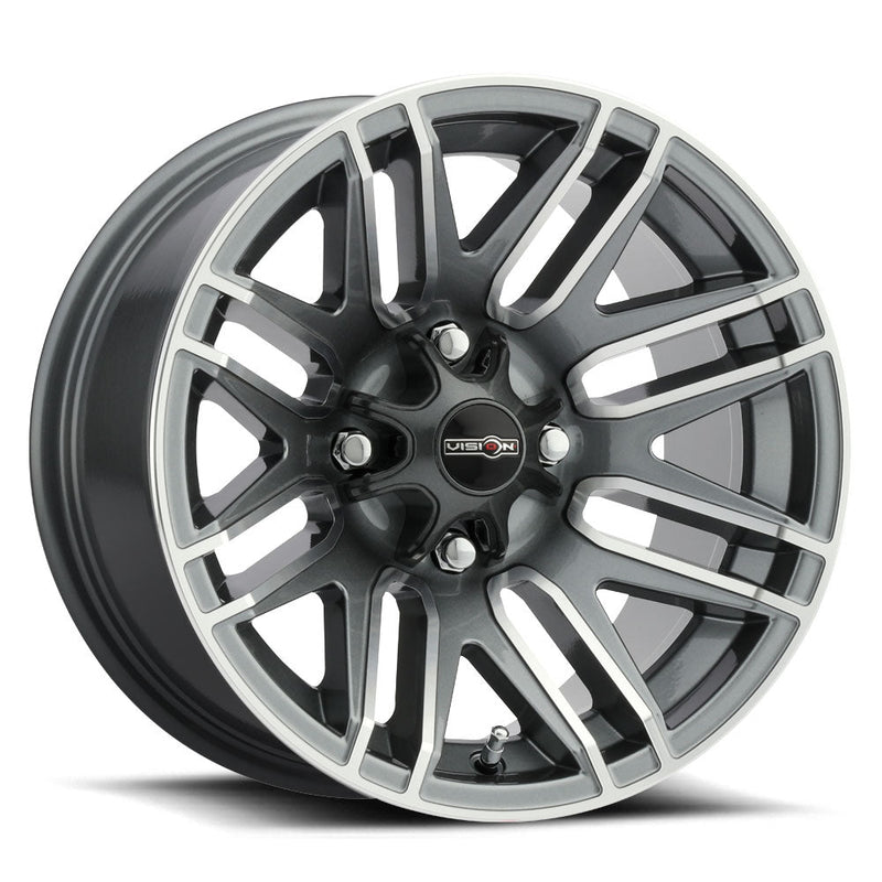Vision Wheel ATV - 112 ASSAULT - Gunmetal - Gunmetal Machined Face - 14" x 8", _10_2 Offset, 4x110 (Bolt Pattern), 86mm HUB