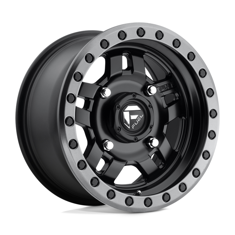 Fuel UTV - D557 ANZA - Black - MATTE BLACK GUN METAL RING - 14" x 7", 38 Offset, 4x137 (Bolt Pattern), 110.1mm HUB