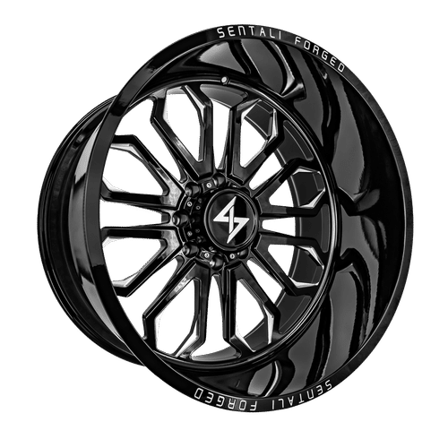 Sentali - Forged SF-3 - Black - Gloss Black Milled - 26" x 16", -99 Offset, 8x180 (Bolt pattern), 124.3mm HUB