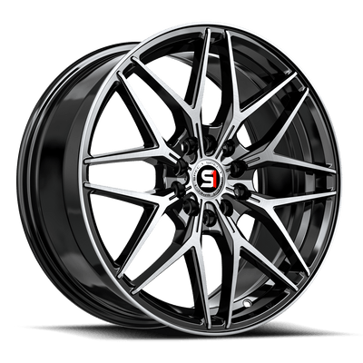 Spec-1 Racing - SP-60 - Black - Gloss Black & Machined - 17" x 7.5", 42 Offset, 5x100/114.3 (Bolt pattern), 73.10mm HUB