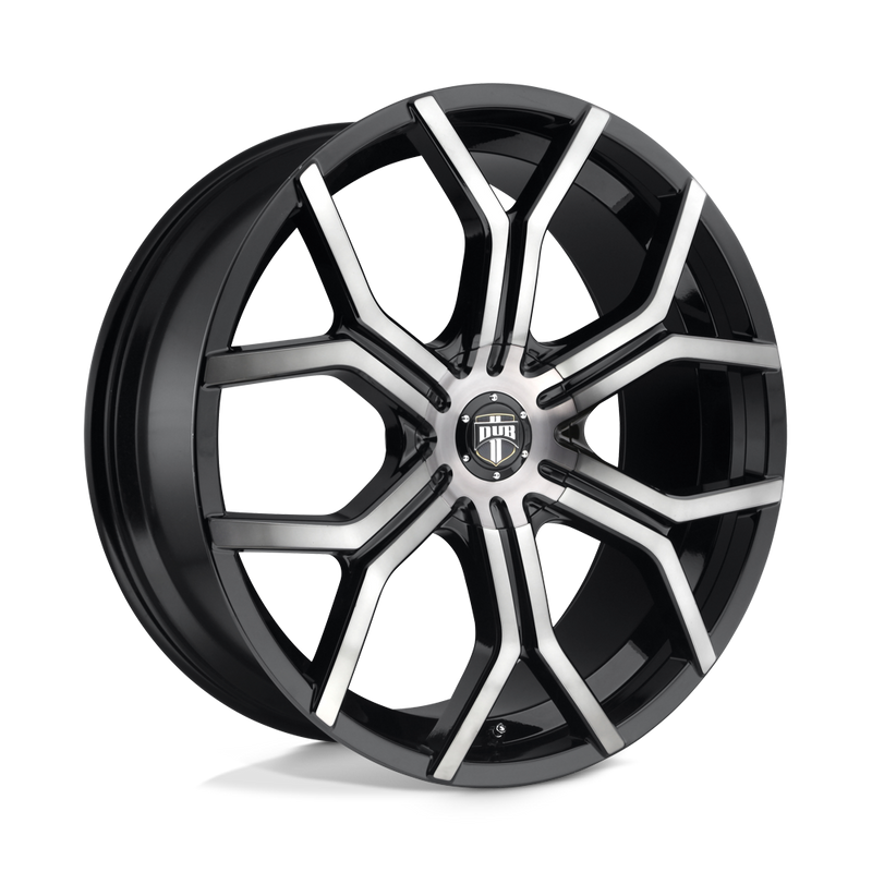 DUB - S209 ROYALTY - Black - GLOSS MACHINED DOUBLE DARK TINT - 22" x 9.5", 32 Offset, 5x112 (Bolt Pattern), 72.6mm HUB