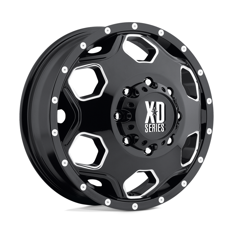 XD Series - XD815 BATALLION - Black - Gloss Black With Milled Accents - 22" x 8.25", -175 Offset, 8x210 (Bolt Pattern), 154.3mm HUB