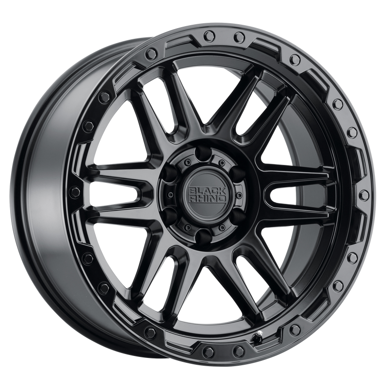 Black Rhino - APACHE - Gunmetal - MATTE BLACK W/ BLACK BOLTS - 17" x 8.5", -18 Offset, 5x127 (Bolt Pattern), 71.5mm HUB
