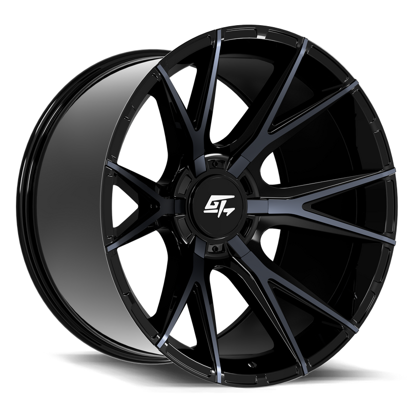 GT Off-Road - Fusion - Black - Gloss Black Titanium Face - 22" x 12", -44 Offset, 8x165.1, 170 (Bolt Pattern), 125.2mm HUB