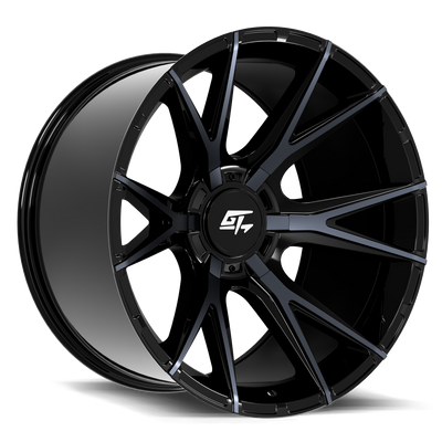 GT Off-Road - Fusion - Black - Gloss Black Titanium Face - 20" x 10", -18 Offset, 8x165.1, 180 (Bolt Pattern), 125.2mm HUB