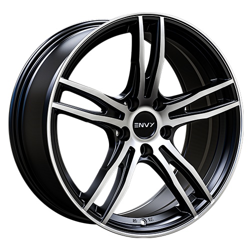 Envy Wheels - EV-5 - Black - MATTE BLACK / MACHINED FACE - 17" x 7", 35 Offset, 5x114.3 (Bolt Pattern), 73.1mm HUB