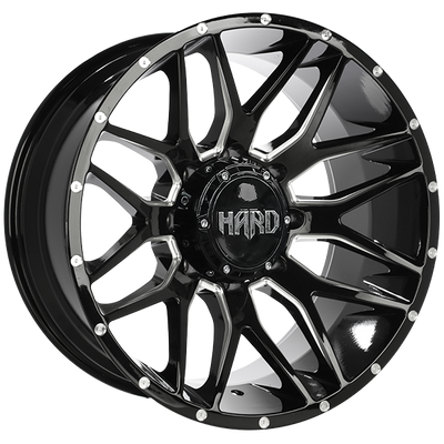 Ruffino HARD - Mudder - Black - Gloss Black - Milled Edge - 20" x 10", -19 Offset, 5x127/139.7 (Bolt Pattern), 77.8mm HUB