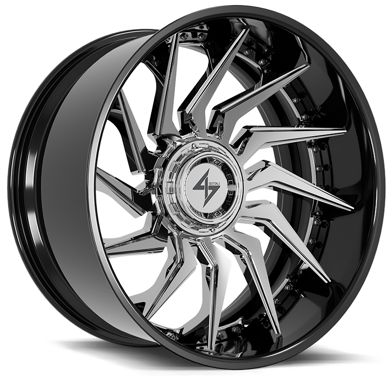 Sentali - BFX4 - Chrome - Gloss Black Lip / Chrome Centre - 22" x 10", -24 Offset, 8x165.1/180 (Bolt pattern), 125.20mm HUB
