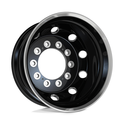 ATX - AO404 JOURNEY - Black - GLOSSY BLACK WITH POLISHED LIP OUTER - 22.5" x 14", -165 Offset, 10x285.75 (Bolt Pattern), 220.1mm HUB