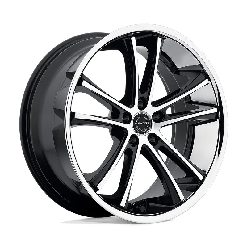 Asanti Black - ABL-1 PEGASI - Black - MACHINED BLACK SS LIP - 22" x 9", 15 Offset, 5x115 (Bolt Pattern), 74.1mm HUB