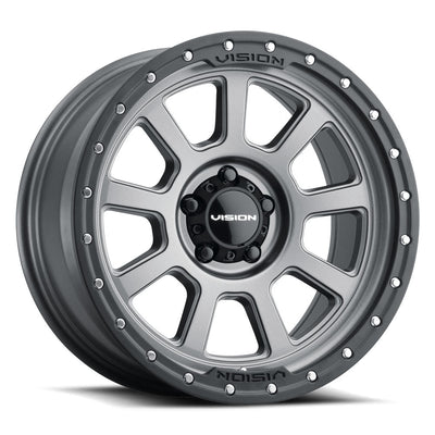 Vision Wheel Off-Road - 350 OJOS - Grey - Satin Grey - 18" x 9", -12 Offset, 6x139.7 (Bolt Pattern), 106.2mm HUB