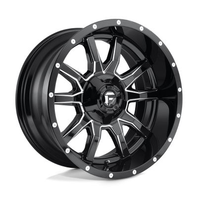 Fuel - D627 VANDAL - Black - GLOSS BLACK MILLED - 20" x 10", -19 Offset, 6x135/139.7 (Bolt Pattern), 106.1mm HUB