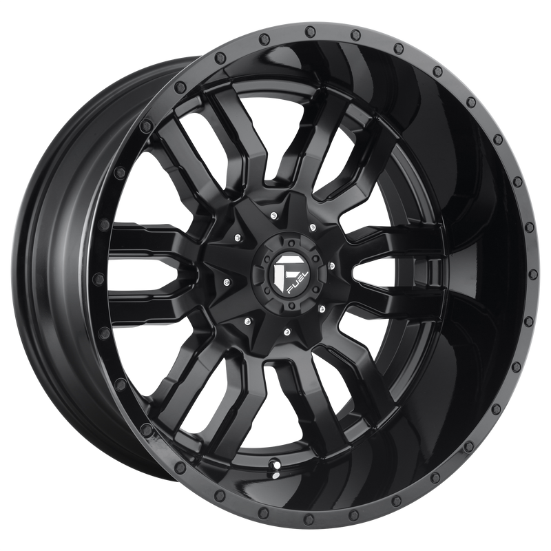 Fuel - D596 SLEDGE - Gunmetal - MATTE BLACK GLOSS BLACK LIP - 22" x 10", 1 Offset, 8x170 (Bolt Pattern), 125.1mm HUB
