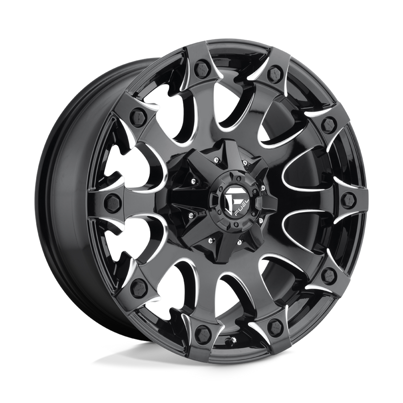 Fuel - D578 BATTLE AXE - Black - Gloss Black Milled - 20" x 9", 1 Offset, 5x114.3/127 (Bolt Pattern), 78.1mm HUB