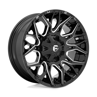 Fuel - D769 TWITCH - Black - GLOSSY BLACK MILLED - 22" x 10", -18 Offset, 6x135/139.7 (Bolt Pattern), 106.1mm HUB