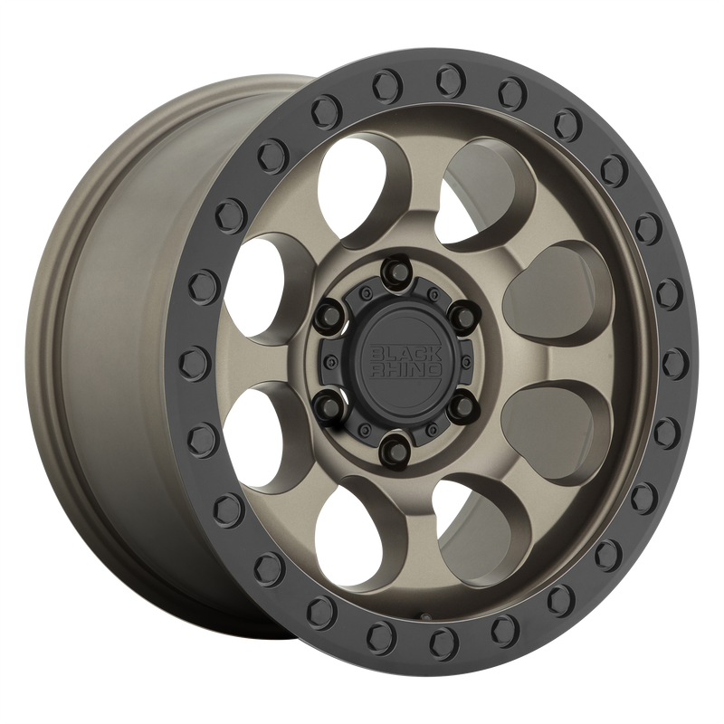 Black Rhino - RIOT - Gunmetal - MATTE BRONZE W/ BLACK RING & BOLTS - 17" x 8.5", 0 Offset, 6x139.7 (Bolt Pattern), 112.1mm HUB