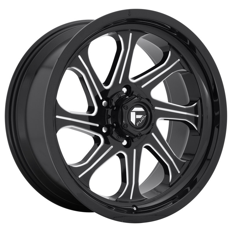 Fuel - D676 SEEKER - Black - Gloss Black Milled - 20" x 10", -18 Offset, 8x180 (Bolt Pattern), 124.2mm HUB