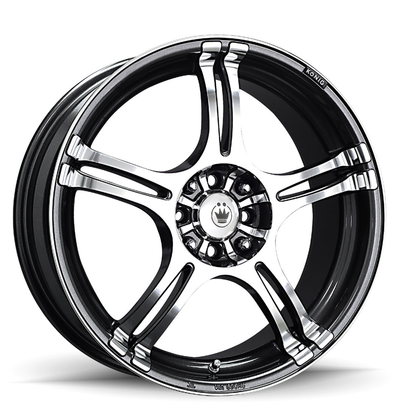 Konig - Incident - Gunmetal - Graphite With Machined Face - 16" x 7", 40 Offset, 5x108/115 (Bolt Pattern), 73.1mm HUB
